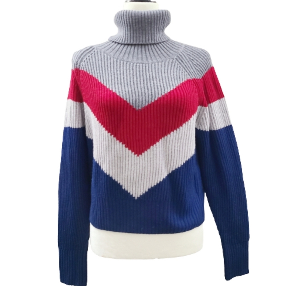 Wilfred Free Aritzia Tilberg Turtleneck Knit Wool Chevron Sweater XS